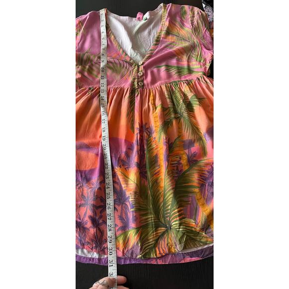 Farm Rio Vibrant Tropical Print Mini Dress/Babydoll Dress - Picture 7 of 8